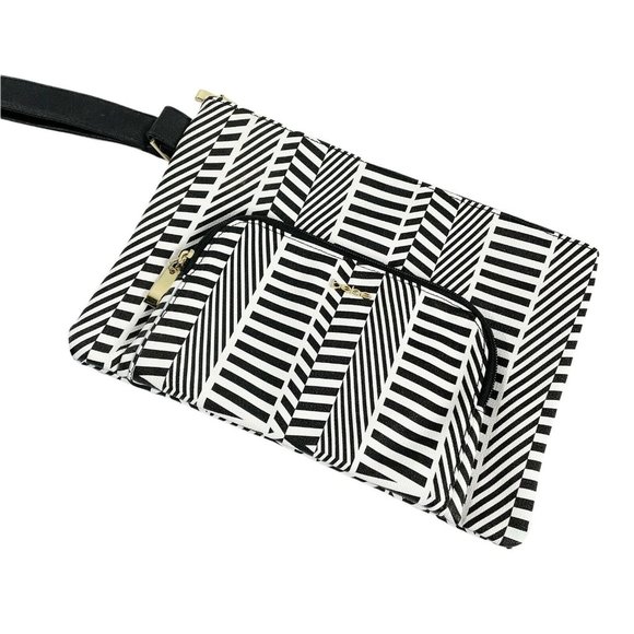 bebe Black and White Geometric Clutch - Picture 1 of 4